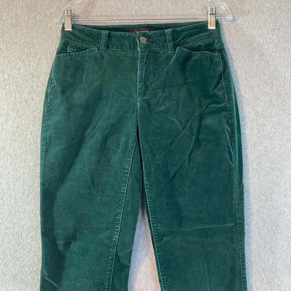 Talbots Jeans Pants‎ Women's Sz 2 Curvy Straight Dark Green Classic Comfort EUC